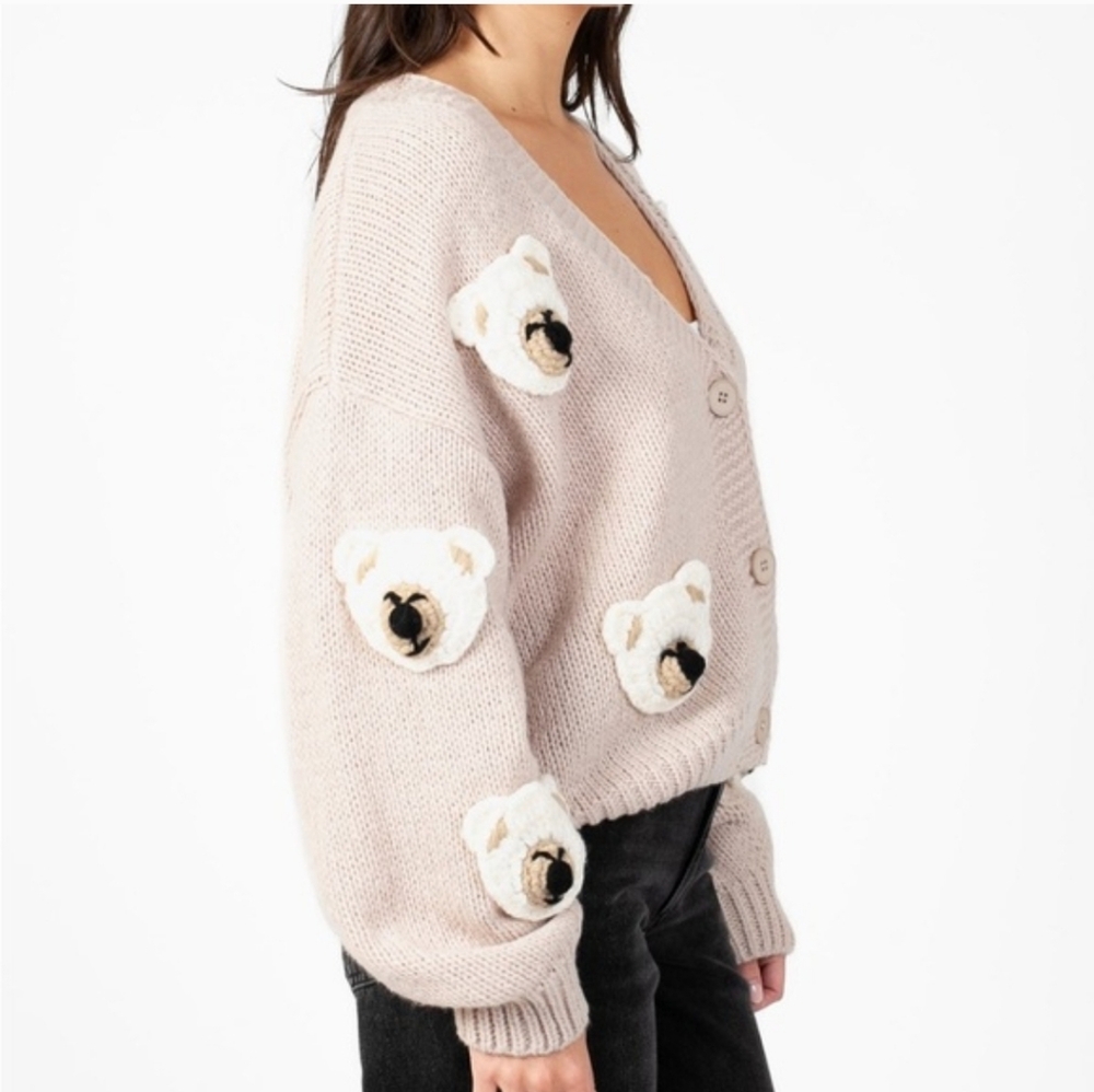 Dreamers By Debut 3D Bear Cardigan Sweater Size S - Picture 3 of 16